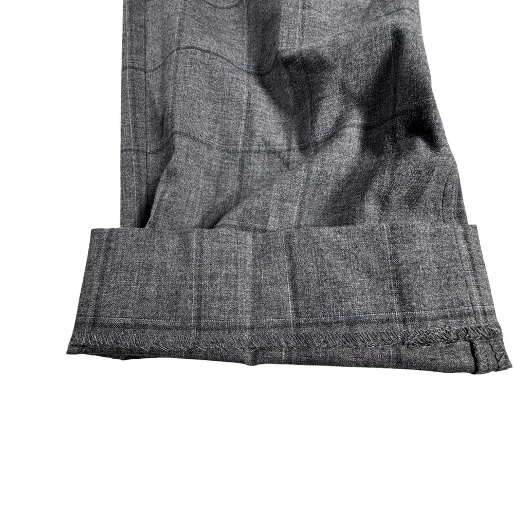 Banana Republic Dress Pants Mens 34x30 Grey Excellent Slim Windowpane Wool Blend